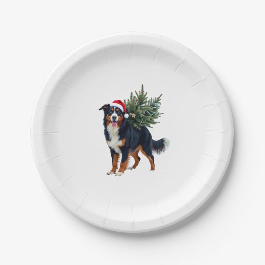 Assiettes En Carton Cute Bernese Mountain Dog in a Christmas Tree for (Devant)