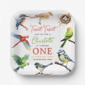 Assiettes En Carton Cute Bird 1er anniversaire (Recto)