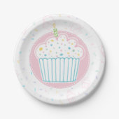 Assiettes En Carton Cute Birthday Cupcake with Candle (Devant)