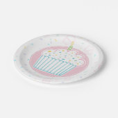 Assiettes En Carton Cute Birthday Cupcake with Candle (Angle)