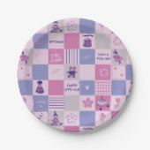 Assiettes En Carton Cute Birthday Squares – Pink modern Pattern (Devant)