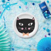 Assiettes En Carton Cute Black Cat Bow Cravate Halloween Anniversaire (Fête)