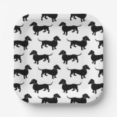 Assiettes En Carton Cute Black Dachshund Pattern (Recto)