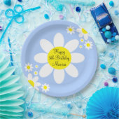 Assiettes En Carton Cute bleu clair et blanc Floral 5e anniversaire (Fête)