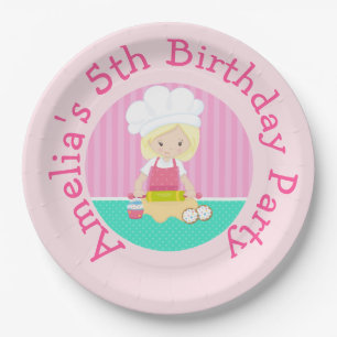 Assiettes En Carton Cute Blonde Coiffeuse Fille Baking Anniversaire