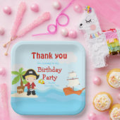 Assiettes En Carton Cute Blonde Pirate Boy en Red Anniversaire (Fête)