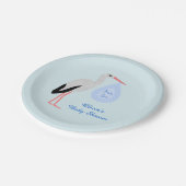 Assiettes En Carton Cute Blue Baby Boy Baby shower Stork Personnalisé (Angle)