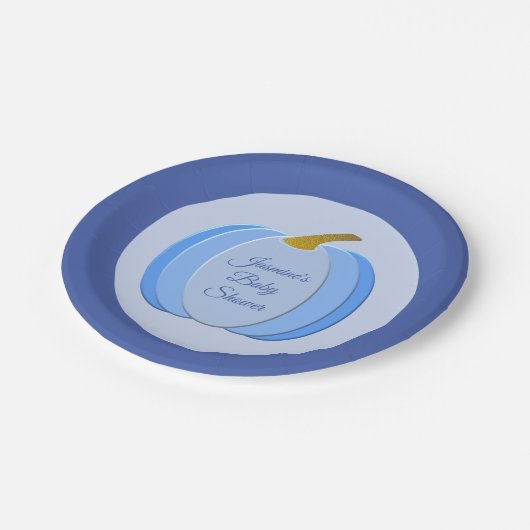 Assiettes En Carton Cute Blue Baby Boy Citrouille Baby shower personna (Angle)