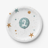 Assiettes En Carton Cute Blue Balloon Boy 2e fête d'anniversaire (Devant)