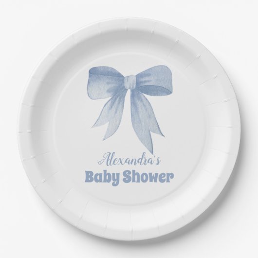 Assiettes En Carton Cute Blue Bow Ribbon Baby Boy Douche garçon (Devant)