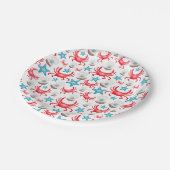 Assiettes En Carton Cute Blue Coastal Seaside Crab & Shell Motif (Angle)
