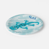 Assiettes En Carton Cute Blue Lizard Gecko Anniversaire Nom (Angle)