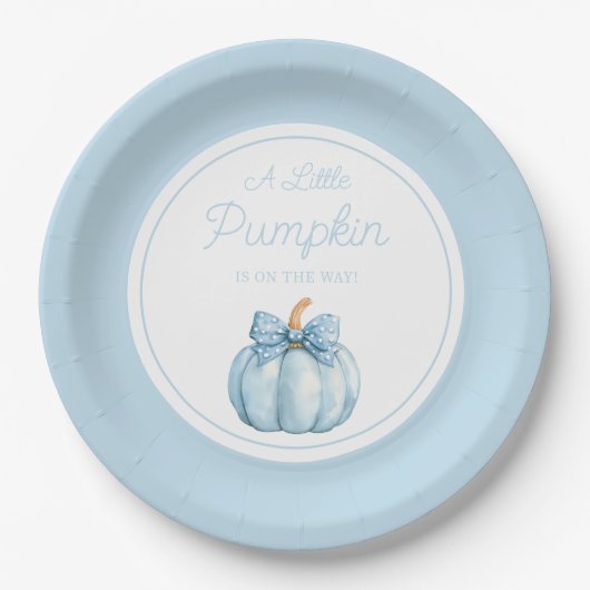 Assiettes En Carton Cute Blue Pumpkin Boy Baby Shower (Devant)