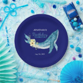 Assiettes En Carton Cute Blue Whale Jaune Floral Navy fête d'anniversa (Fête)