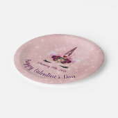 Assiettes En Carton Cute Blush rose Unicorn Saint Valentin fête (Angle)