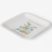 Assiettes En Carton Cute Boho Blue Nursery Foliage Boy Baby shower (Angulaire)