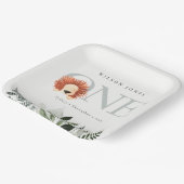 Assiettes En Carton Cute Boho Lion Foliage 1er fête d'anniversaire (Angulaire)