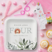 Assiettes En Carton Cute Boho Lion Foliage Quatrième fête d'anniversai (Fête)