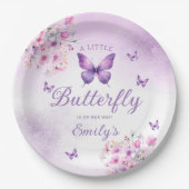 Assiettes En Carton Cute Boho Moderne Papillon floral fille baby showe (Devant)