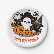 Cute boo dans Halloween thème Anniversaire Plaques