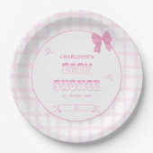 Assiettes En Carton Cute Bow Pastel En vichy Baby shower rose (Devant)