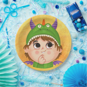 Assiettes En Carton Cute boy in Dragon costume