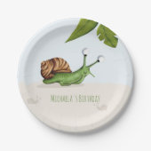Assiettes En Carton Cute Brown Green Snail Illustration Party (Devant)