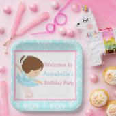 Assiettes En Carton Cute Brunette Ballerina fête d'anniversaire (Fête)