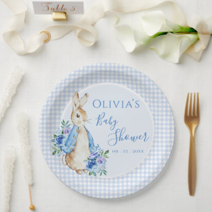Assiettes En Carton Cute Bunny Peter Rabbit Baby shower d'aquarelle