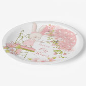 Assiettes En Carton Cute Bunny Pink Florals Baby shower fille (Angle)