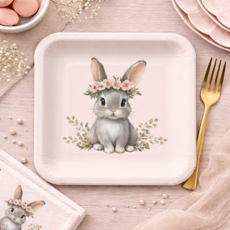 Assiettes En Carton Cute Bunny Theme Gender Neutral Baby Shower