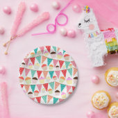 Assiettes En Carton Cute Cakes and Bunting Colorful Party (Fête)