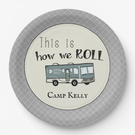 Assiettes En Carton Cute Camping RV "C'est comme ça que nous roulons" (Devant)