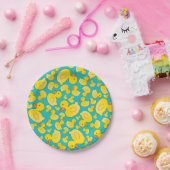 Assiettes En Carton Cute canard en caoutchouc turquoise (Fête)