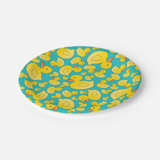 Assiettes En Carton Cute canard en caoutchouc turquoise (Angle)