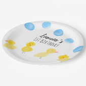 Assiettes En Carton Cute Canards Hand Watercolor fête d'anniversaire (Angle)