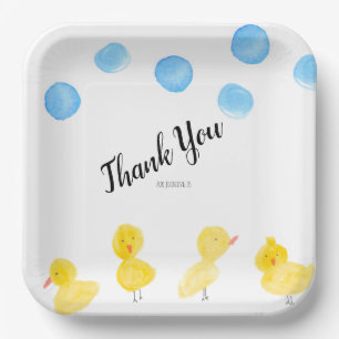 Assiettes En Carton Cute Canards Merci Baby shower d'aquarelle main