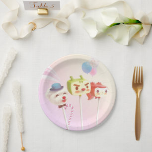 Assiettes En Carton Cute Caractère Gâteau Pops