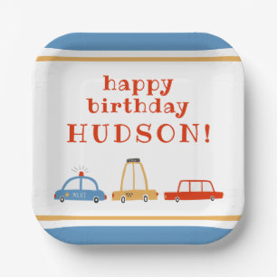 Assiettes En Carton Cute Cars Plaques de fête personnalisées