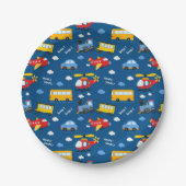 Assiettes En Carton Cute Cartoon Vehicles Pattern  (Devant)