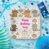 Assiettes En Carton Cute Cat Birthday Party Plate with Custom Name (Fête)