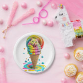 Assiettes En Carton Cute Cat Ice Cream Cone coloré (Fête)