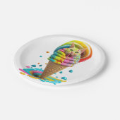 Assiettes En Carton Cute Cat Ice Cream Cone coloré (Angle)