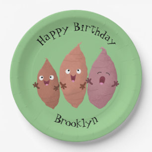 Assiettes En Carton Cute chantant des patates douces caricaturales lég