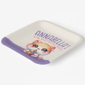 Assiettes En Carton Cute Chat Boba fête d'anniversaire (Angulaire)