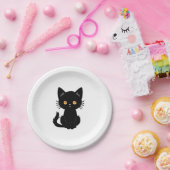 Assiettes En Carton Cute chat noir 2 (Fête)
