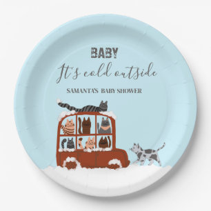 Assiettes En Carton Cute Chats Hiver Baby shower froid