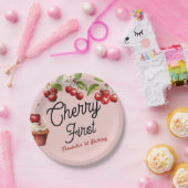Assiettes En Carton Cute Cherry First 1st Girl Anniversaire rose (Fête)