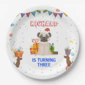 Assiettes En Carton Cute Chien Chiot Puppy Theme Fête d'Anniversaire d (Devant)