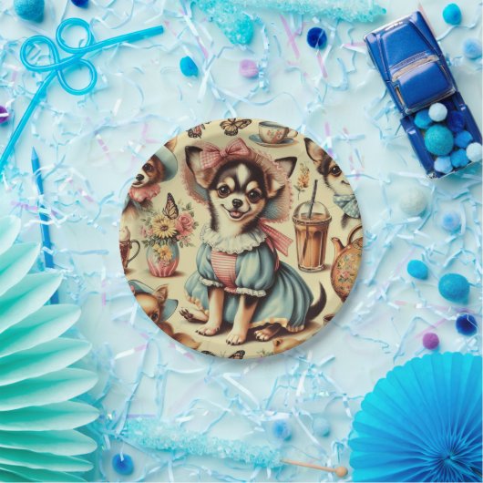 Assiettes En Carton Cute Chihuahua Peinture Chiot (Fête)